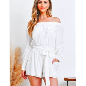 Belted Off Shoulder Romper